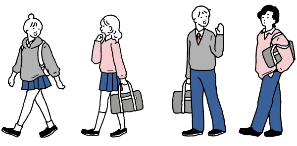 学習者が並んでいるイラスト